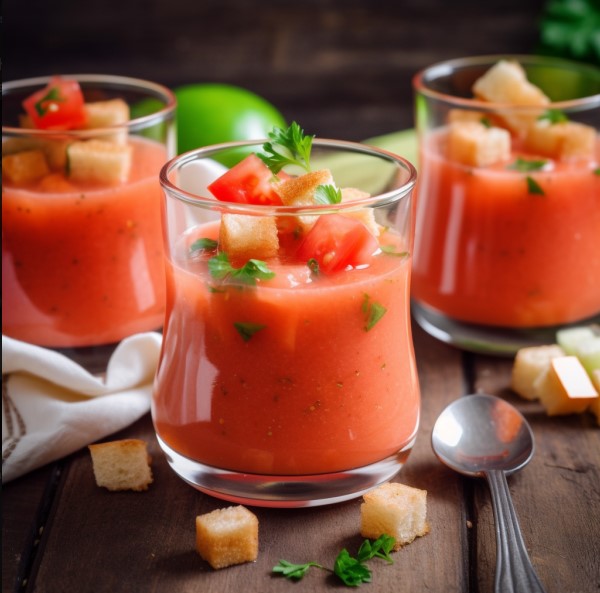 Recette d'un Gaspacho de tomates rafraîchissant